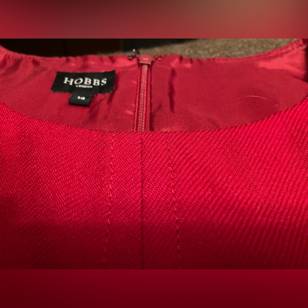 ♥️ Hobbs London Vibrant Red Sleeveless Wool Mini Dress - Picture 8 of 11
